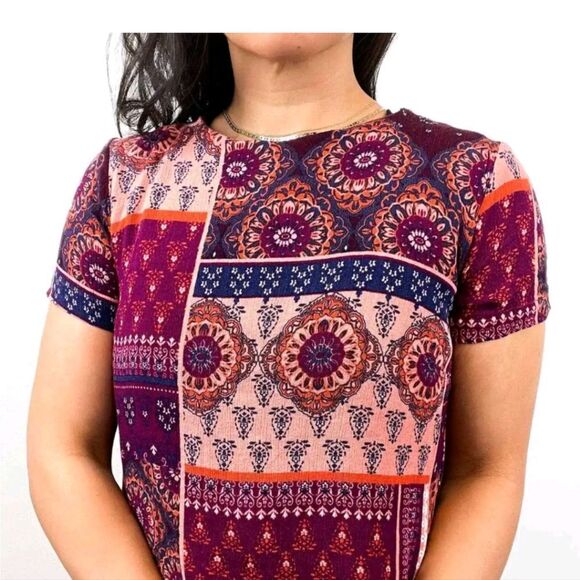 VICI Mix Boho Prints Short Sleeve Dress W Pockets Visible Back Zipper Size M - Picture 4 of 11